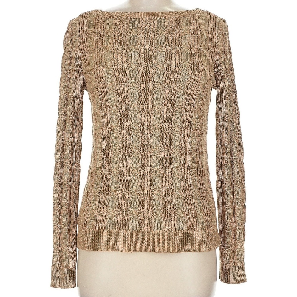 Lauren Ralph Lauren Gold Cable Knit Sweater - Medium